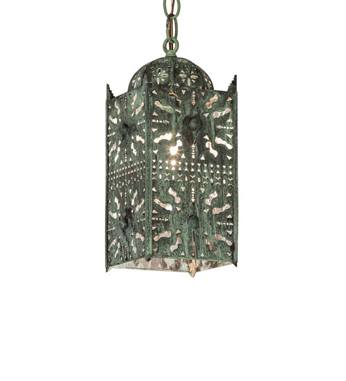 Meyda Lighting Moroccan 5" Craftsman Verdigris On Brass Mini Pendant Light