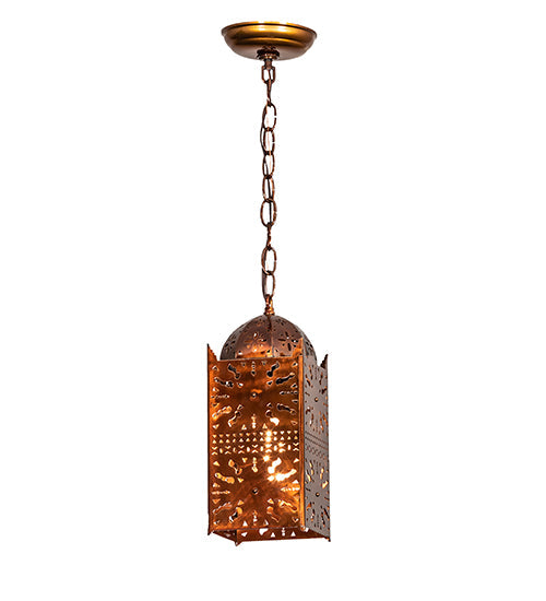 Meyda Lighting Moroccan 5"Sq Transparent Copper Mini Pendant Light