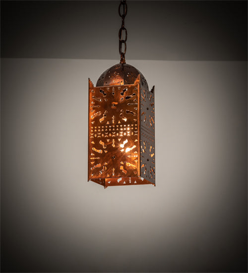 Meyda Lighting Moroccan 5"Sq Transparent Copper Mini Pendant Light