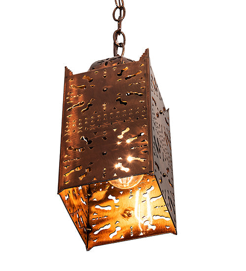 Meyda Lighting Moroccan 5"Sq Transparent Copper Mini Pendant Light