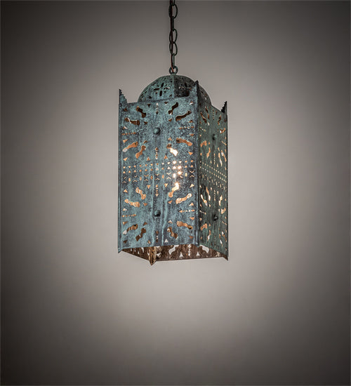 Meyda Lighting Moroccan 8"Sq Verdigris Pendant Light