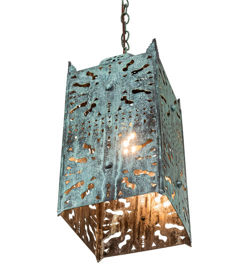 Meyda Lighting Moroccan 8"Sq Verdigris Pendant Light