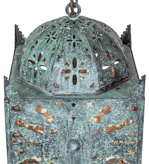 Meyda Lighting Moroccan 8"Sq Verdigris Pendant Light