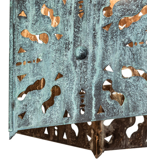 Meyda Lighting Moroccan 8"Sq Verdigris Pendant Light
