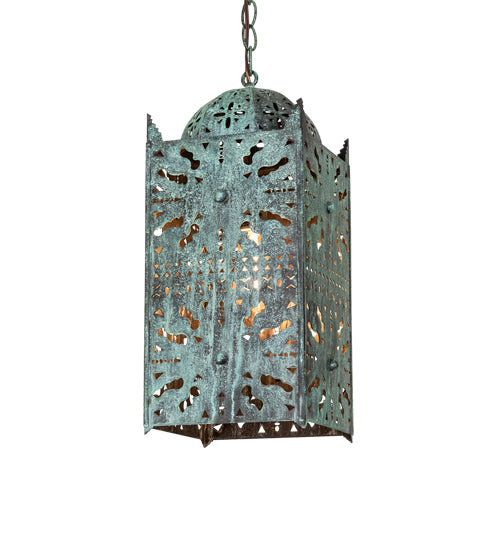 Meyda Lighting Moroccan 8"Sq Verdigris Pendant Light
