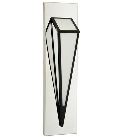 Meyda Lighting Morton 10"W x 36"H LED Mirror Black Wall Sconce With White Statuario Idalight Shade
