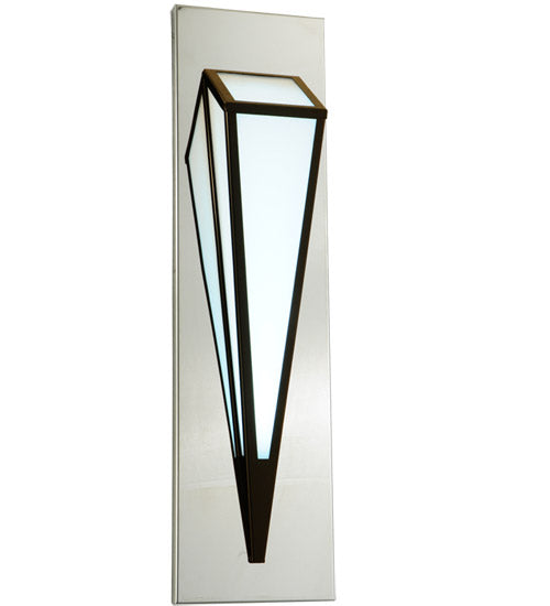 Meyda Lighting Morton 10"W x 36"H LED Mirror Black Wall Sconce With White Statuario Idalight Shade