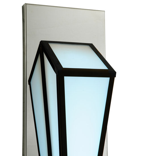 Meyda Lighting Morton 10"W x 36"H LED Mirror Black Wall Sconce With White Statuario Idalight Shade
