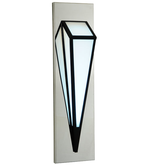 Meyda Lighting Morton 10"W x 36"H LED Mirror Black Wall Sconce With White Statuario Idalight Shade
