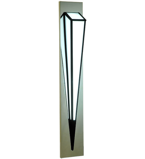 Meyda Lighting Morton 9"W x 60"H LED Mirror Black Outdoor Wall Sconce With White Statuario Idalight Shade Glass