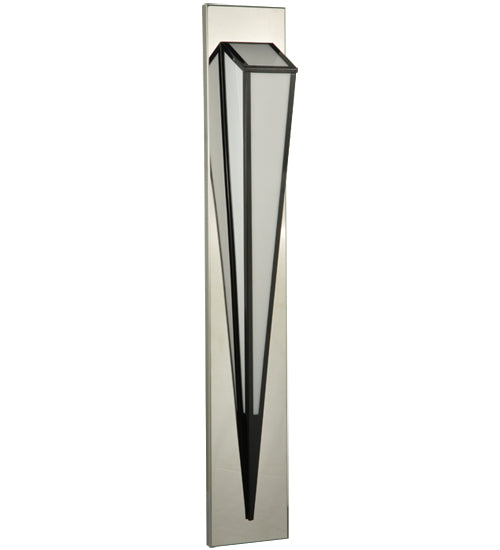 Meyda Lighting Morton 9"W x 60"H LED Mirror Black Outdoor Wall Sconce With White Statuario Idalight Shade Glass