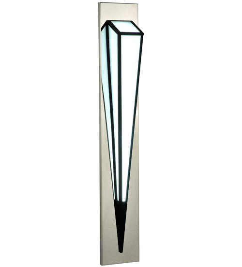 Meyda Lighting Morton 9"W x 60"H LED Mirror Black Outdoor Wall Sconce With White Statuario Idalight Shade Glass