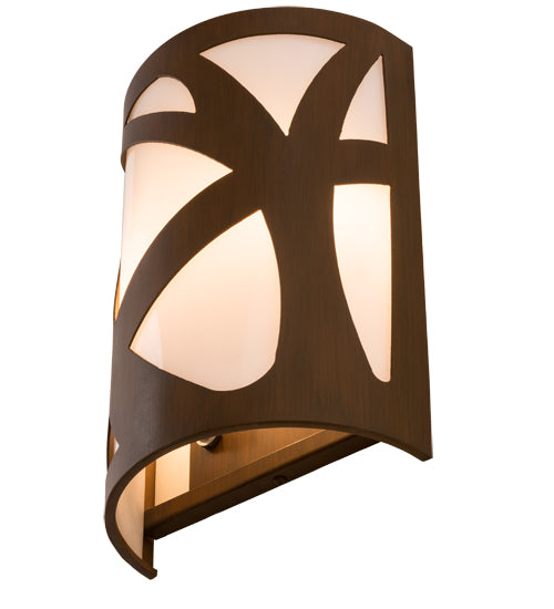 Meyda Lighting Mosaic 8" 2-Light Rustic Iron Wall Sconce With White Statuario Idalight Shade Glass
