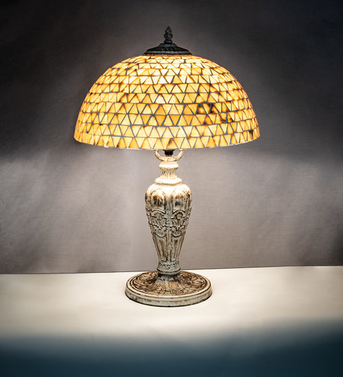 Meyda Lighting Mosaic Dome 24" Antique Table Lamp With Honey Amber Shade Glass