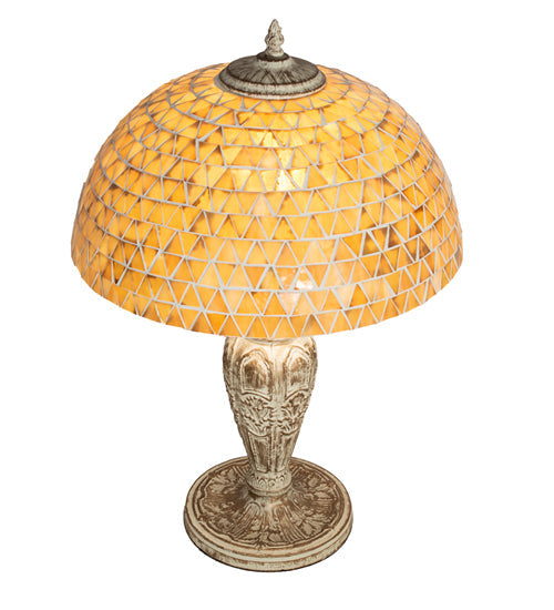 Meyda Lighting Mosaic Dome 24" Antique Table Lamp With Honey Amber Shade Glass