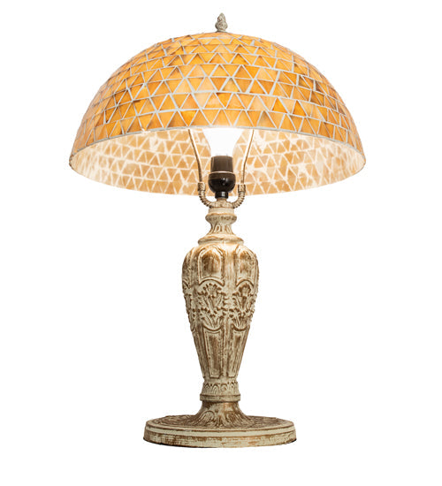 Meyda Lighting Mosaic Dome 24" Antique Table Lamp With Honey Amber Shade Glass