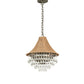 Meyda Lighting Mosier 18" 3-Light Antique Brass Pendant Light With Beige Burlap Fabric Shade