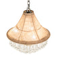 Meyda Lighting Mosier 18" 3-Light Antique Brass Pendant Light With Beige Burlap Fabric Shade