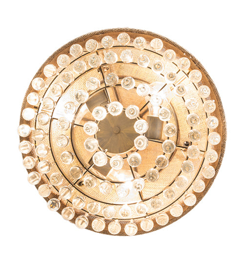 Meyda Lighting Mosier 18" 3-Light Antique Brass Pendant Light With Beige Burlap Fabric Shade