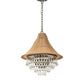 Meyda Lighting Mosier 22" 4-Light Antique Brass Pendant Light With Beige Burlap Fabric Shade