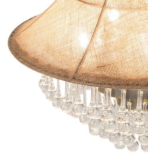 Meyda Lighting Mosier 22" 4-Light Antique Brass Pendant Light With Beige Burlap Fabric Shade