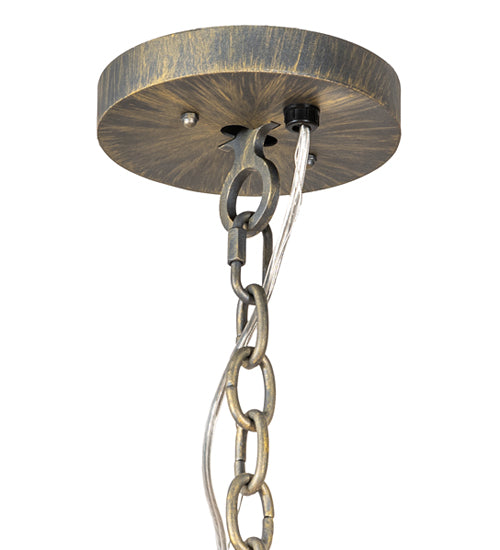 Meyda Lighting Mosier 22" 4-Light Antique Brass Pendant Light With Beige Burlap Fabric Shade