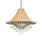 Meyda Lighting Mosier 28" 4-Light Antique Brass Pendant Light With Beige Burlap Fabric Shade
