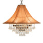 Meyda Lighting Mosier 28" 4-Light Antique Brass Pendant Light With Beige Burlap Fabric Shade