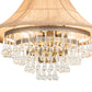 Meyda Lighting Mosier 28" 4-Light Antique Brass Pendant Light With Beige Burlap Fabric Shade