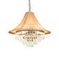 Meyda Lighting Mosier 28" 4-Light Antique Brass Pendant Light With Beige Burlap Fabric Shade