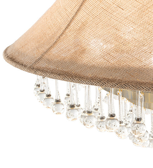 Meyda Lighting Mosier 36" 6-Light Antique Brass Pendant Light With Beige Burlap Fabric Shade