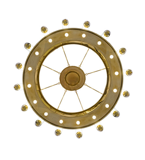 Meyda Lighting Mosque 250553 72" 42-Light Polished Brass Chandelier With Frosted Clear Shade