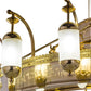 Meyda Lighting Mosque 250553 72" 42-Light Polished Brass Chandelier With Frosted Clear Shade