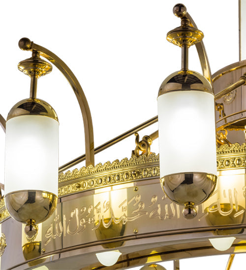 Meyda Lighting Mosque 250553 72" 42-Light Polished Brass Chandelier With Frosted Clear Shade