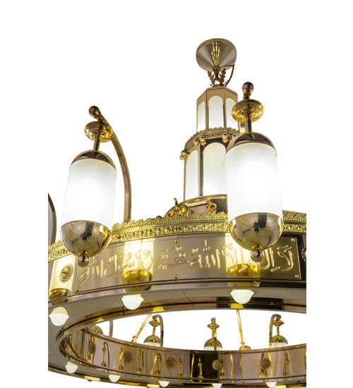 Meyda Lighting Mosque 250553 72" 42-Light Polished Brass Chandelier With Frosted Clear Shade