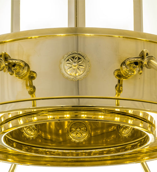 Meyda Lighting Mosque 250553 72" 42-Light Polished Brass Chandelier With Frosted Clear Shade