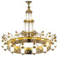 Meyda Lighting Mosque 72" 42-Light Polished Brass Chandelier With Frosted Clear Shade Glass
