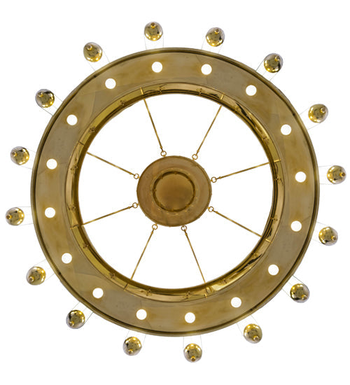 Meyda Lighting Mosque 72" 42-Light Polished Brass Chandelier With Frosted Clear Shade Glass