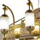 Meyda Lighting Mosque 72" 42-Light Polished Brass Chandelier With Frosted Clear Shade Glass