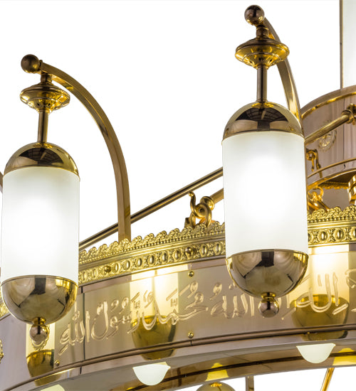 Meyda Lighting Mosque 72" 42-Light Polished Brass Chandelier With Frosted Clear Shade Glass