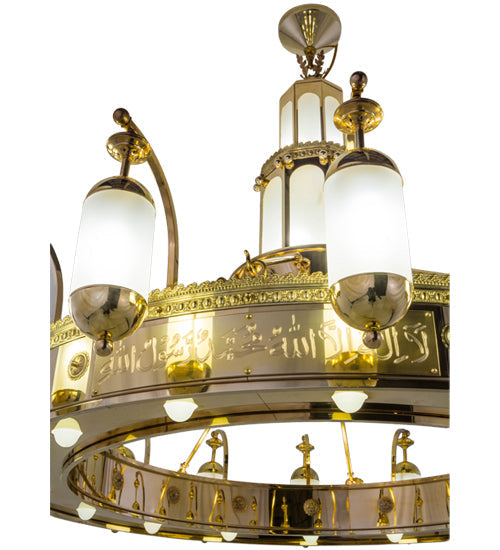 Meyda Lighting Mosque 72" 42-Light Polished Brass Chandelier With Frosted Clear Shade Glass