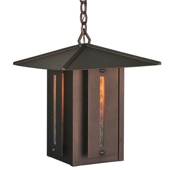 Meyda Lighting Moss Creek 20" Cinnamon Coffee Metallic Creekside Lantern Pendant Light