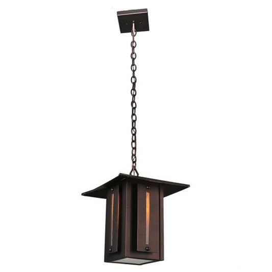Meyda Lighting Moss Creek 20" Cinnamon Coffee Metallic Creekside Lantern Pendant Light
