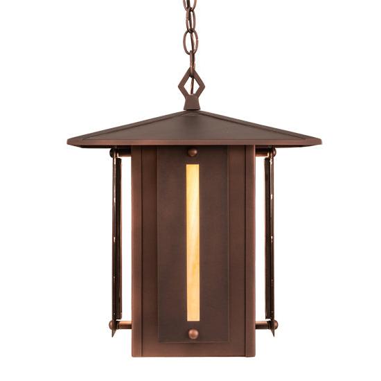 Meyda Lighting Moss Creek 20" Cinnamon Coffee Metallic Horizon Lantern Pendant Light