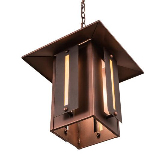 Meyda Lighting Moss Creek 20" Cinnamon Coffee Metallic Horizon Lantern Pendant Light