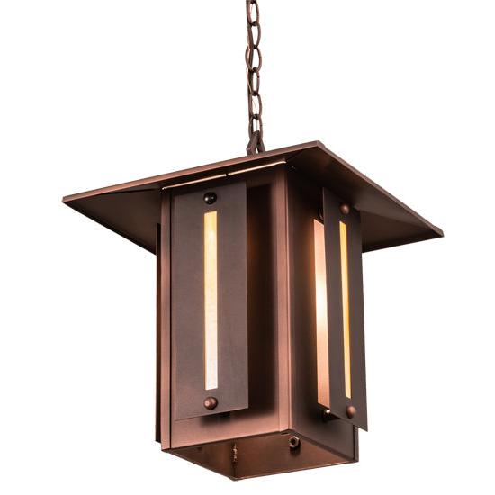Meyda Lighting Moss Creek 20" Cinnamon Coffee Metallic Horizon Lantern Pendant Light
