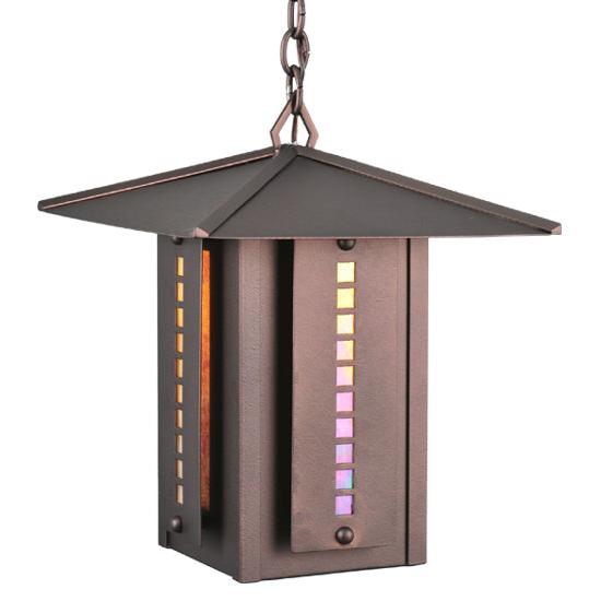 Meyda Lighting Moss Creek 20" Cinnamon Coffee Metallic Stepping Stone Lantern Pendant Light