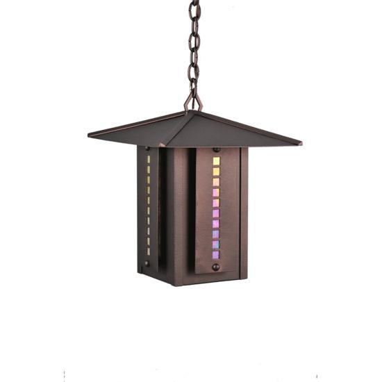 Meyda Lighting Moss Creek 20" Cinnamon Coffee Metallic Stepping Stone Lantern Pendant Light