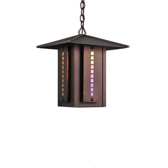 Meyda Lighting Moss Creek 20" Cinnamon Coffee Metallic Stepping Stone Lantern Pendant Light