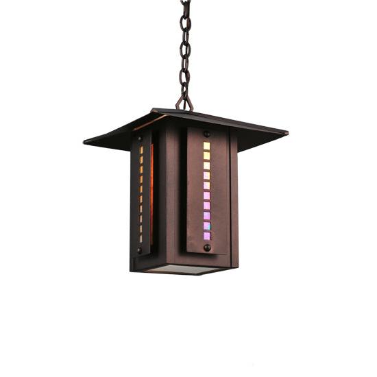 Meyda Lighting Moss Creek 20" Cinnamon Coffee Metallic Stepping Stone Lantern Pendant Light